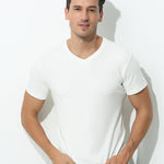 60S Double-Sided Modal Fashion V-neck Men's Solid Color Short-Sleeved T-shirt