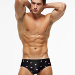 Men's Quick-Dry Printed UV Protection No-Slip Elastic Swim Briefs