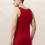 Men's Thermal Silk-Wool Sleeveless Vest - Solid Color Seamless Base Layer