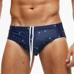 Men's Quick-Dry Printed UV Protection No-Slip Elastic Swim Briefs
