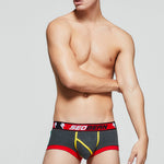 2 Pack Men's Cotton Sport Trunks with U-Pouch & Color-Block Design