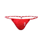 4 Pack Men's Low Rise Sexy Letter Embroidery Lace-Up Thongs