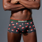 2 Pack Men's Seamless Comfort Playful Style Prints Breathable Trunks