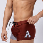 Men's Anti-Odor Bold Prints Stretch Fit Color-Blocked Swim Trunks