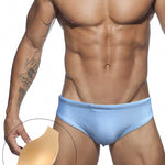 Men's Seamless Comfort Solid Color Shiny Swim Briefs