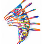4 Pack Men's Low Rise Fashion Mesh Rainbow Camo Print Thongs