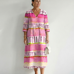 Penelope | Easy Flow Patterned Stripe Midi Dress