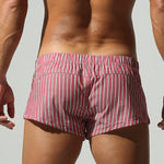2 Pack Men's Breathable Cotton Classic Pinstripe Home Shorts