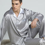 Men's Print Sleepwear Silk Satin Pajamas Set