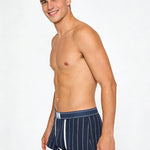 4 Pack Men's Ultra-Soft Breathable Cotton Striped Design Comfort Trunks & Boxers Briefs