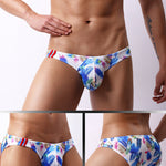 4 Pack Men's Low-Rise Printed U-Pouch Mesh for Breathability Briefs
