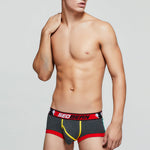 2 Pack Men's Cotton Sport Trunks with U-Pouch & Color-Block Design