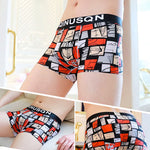 4 Pack Men's Breathable Printed Comfy Waistband Stretch Trunks