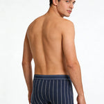 4 Pack Men's Ultra-Soft Breathable Cotton Striped Design Comfort Trunks & Boxers Briefs