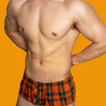 2 Pack Men's Button Fly Plaid Print Comfort Breathable Trunks