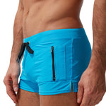 Men's Zippered Pocket Design Moisture-Wicking Swim Shorts & Trunks