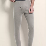 Men's Solid Color Double-Layer Bamboo Fiber Thermal Bottoms