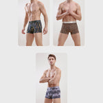 Men's Ice Silk Sexy Breathable Printed Boxers Briefs