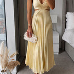 Violeta | Cut Out Waist Sleeveless Pleated Maxi Dress