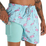 Men's Quick-Dry Digital Print Double-Layer Board Shorts