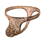 4 Pack Leopard Print See-through Mesh Thongs