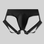 2 Pack Men's Sexy Thong with Elastic Leg Straps and Contoured Pouch