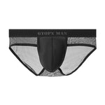 2 Pack Men's Ice Silk Semi-Transparent Mesh U-Convex Pouch Breathable Sexy Sport Briefs