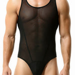 Men's Sexy Mesh Wrestling Singlet Bodysuit