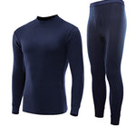 Men's Pure Cotton Mid-Neck Thin Base-Layer Seamless Comfort Thermal Sets