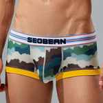 Men's Stylish Printed Trunks with Paisley and Camouflage Design