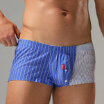 2 Pack Men's Fashionable Cotton Lounge Shorts with Stripe Patchwork