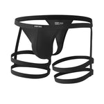 2 Pack Men's Low-Rise Sexy Thong with U-Pouch and Fixed Thigh Straps
