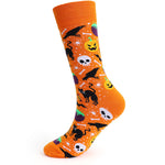 4 Pairs Pumpkin Personality Skeleton Cartoon Trendy Cotton Crew Socks