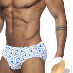 Men's 3D Pouch Printed Fitness Swim Briefs