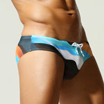 Men's Breathable Fashion Rainbow Stripe Beach Vacation Swim Briefs