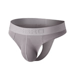 2 Pack Men's Ribbed Low-Rise Support Thongs with U-Shape Pouch