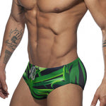 Men's Green Leaf Print Beach Bikini