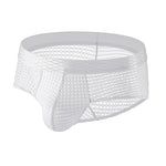 4 Pack Men's Breathable Mesh Solid Sheer & Sexy Wide Waistband Briefs