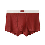4 Pack Men's Soft Jacquard Cotton Lucky Red Breathable Trunks
