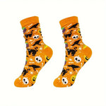 5 Pack Skull Pumpkin Cartoon Print Casual Crew Socks