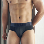 3 Pack Men's Single-Layer Sheer Ice Silk U-Pouch Low-Rise Briefs