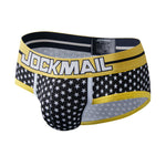 2 Pack Men's Sexy Star Print Low-Rise Breathable Comfort Trendy Briefs & Jockstrap