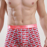 Men's Ice Silk Sexy Breathable Printed Boxers Briefs