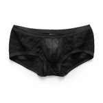 2 Pack Men's Sexy Semi-Sheer Lace Mesh Trunks with Contoured U-Pouch