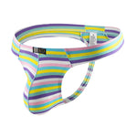 3 Pack Men's Low Rise Breathable Rainbow Sports Striped Thongs