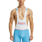 Men’s Spliced Color Wrestling Singlet Bodysuit