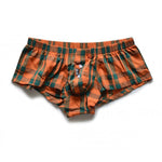 2 Pack Men's Button Fly Plaid Print Comfort Breathable Trunks