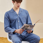 Men's Long Sleeve Woven Brushed Cotton Pajama Set