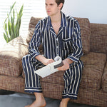 Men's Print Sleepwear Silk Satin Pajamas Set