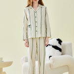 Ultra-Soft Cotton Thin Long-Sleeve Striped Lightweight Luxury Soft Pajama Sets